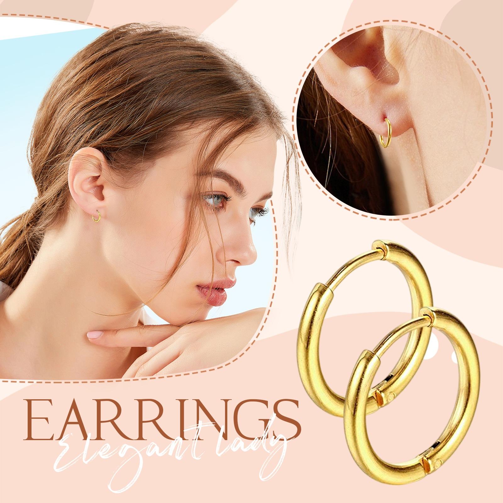 

Small Commodities, European And American Style, Round Stainless Steel Ear Loops, Ear Rings, Titanium Steel Round Wire Earrings And Earrings. One Size золотой