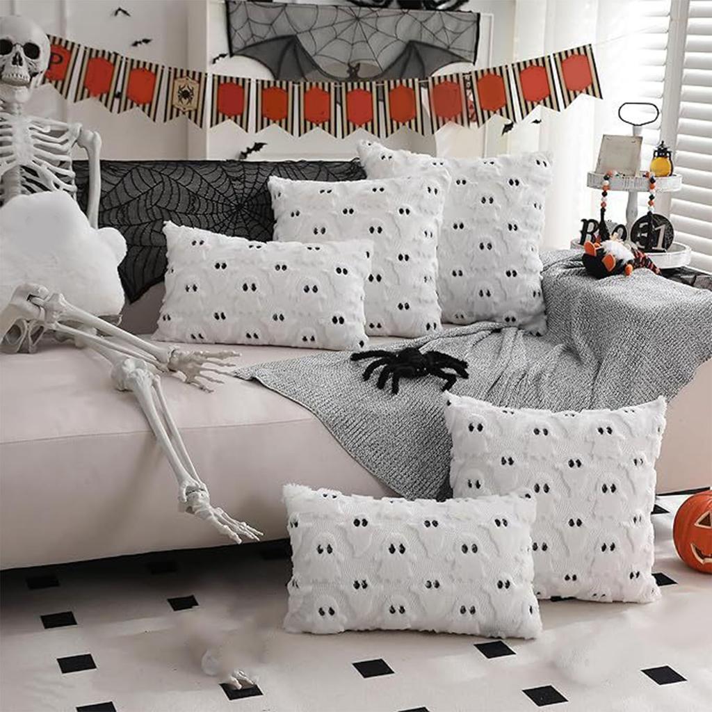 Ghost Pillow Case Comfort Decorative Soft Plush Throw Pillow Cover for Living Room Sofa Decor 2PCS