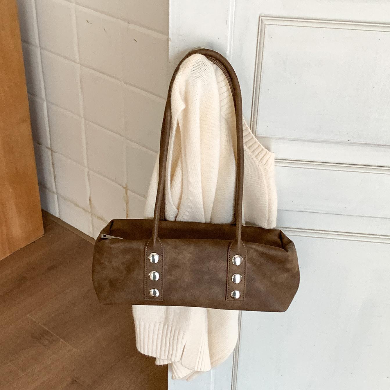 

Brand Bost Women handbags PU Leather shoulder bag fashi rivet female Totes ladies Underarm bag bolsa feminina кофейный