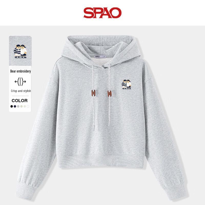 

SPAO Women s Loose Fit Embroidered Bear Hoodie M