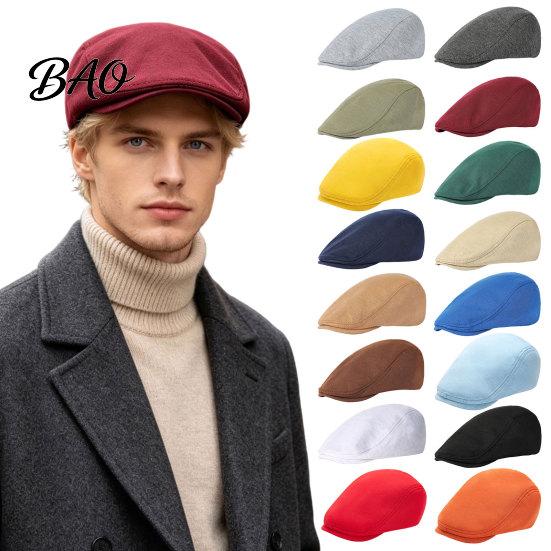 Comfortable Fit Hat Men Woolen Newsboy Flat Cap, Soft Fitted Driving Cabbie Hat, Retro Peaked Cap Style for Spring And Autumn Casual Daily Wear