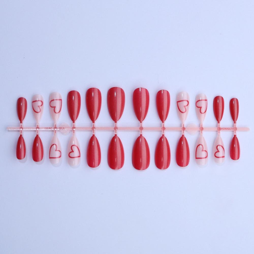 Миндаль носящий ноготь красный блеск перламутровый любовь сплошной цвет простой высококачественный ноготь ноготь кусок