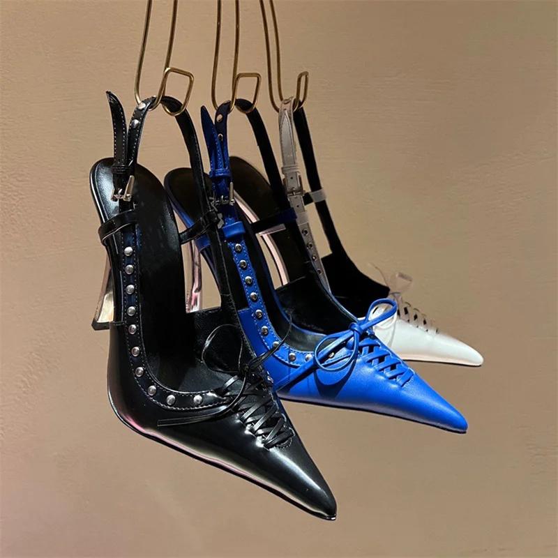 Fashion 2024 Brand Devise Rivet Bowknot Women's Sandals Fashion Sexy Slim Frenulum Sandals European American Banquet Nightclub 45 Shoes