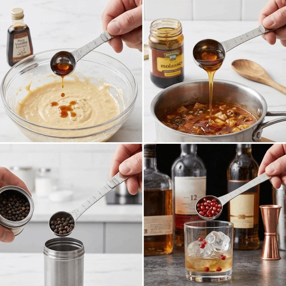 Rustless Steel Double Spoon Double End Seasoning Spoon Measuring Spoon Seasoning Portioning