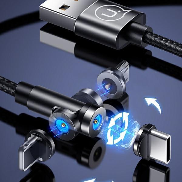 Usams Kabel Magnetyczny U59 Lightning2.1A Fast Charge 1M Pleciony Czarny/Black Sj472Usb01 (Us-Sj472) Regulowany Kąt