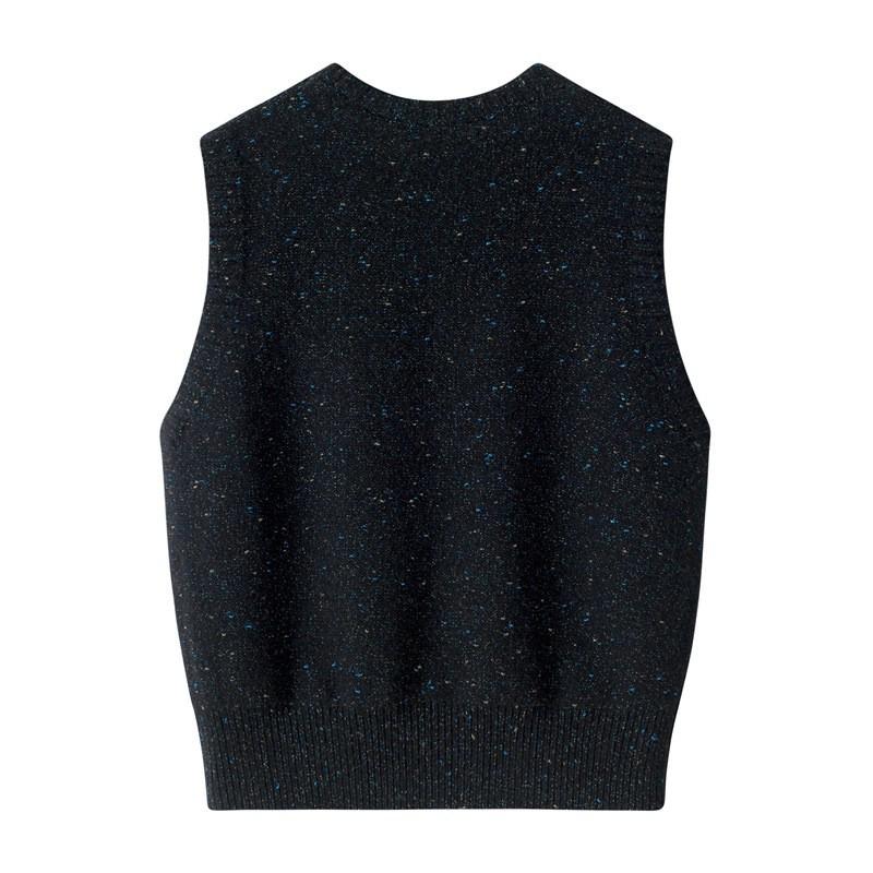 Women's Cashmere V-Neck Sleeveless Knitted Vest, Autumn/Winter Layering, Versatile, Loose, Slimming, Warm Cardigan Outerwear