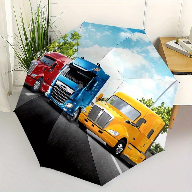 1 Stück LKW-Autobahn-Thema Hochwertiger Regenschirm, Automatisches Öffnen und Schließen, Multifunktionaler Regenschirm G0811329