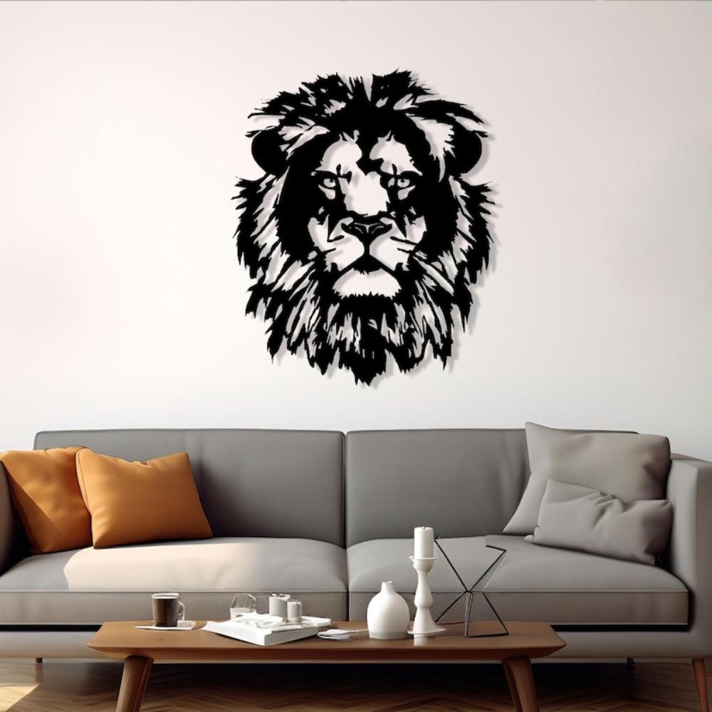 Lion Wall Art Metal Decor Royal Gift 12in чёрный