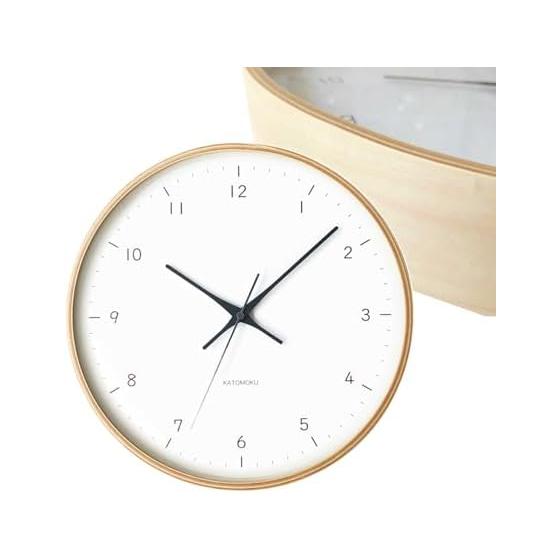KATOMOKU plywood wall clock 12 km-80NA Natural Wall Clock Continuous Second Hand 304mm (Radio Clock)