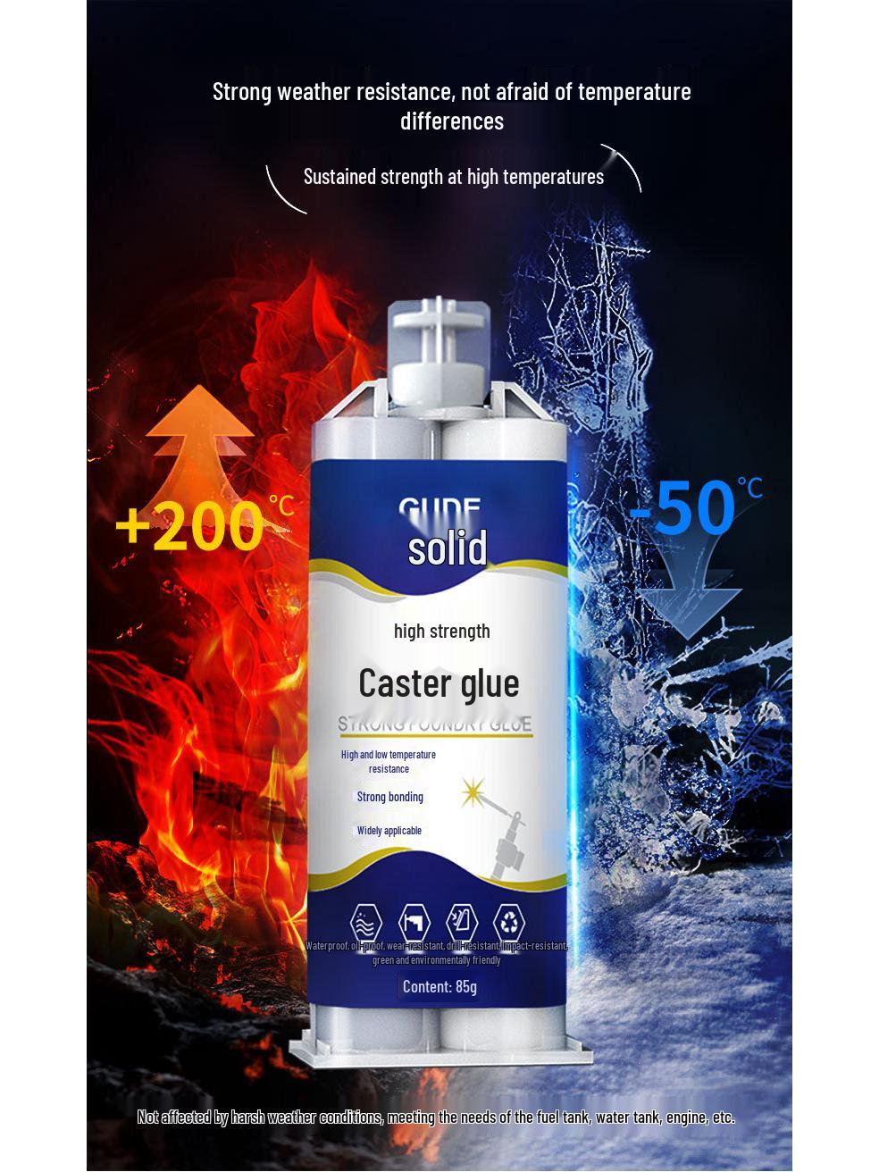 

High-Temperature Welding Glue for Casting Repair – AB Glue, Waterproof Metal Adhesive for Oil Tanks, Stainless Steel, Iron, and Radiators