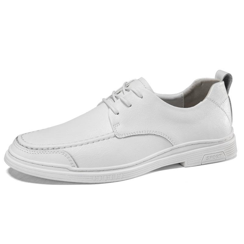 22 Men'S Shoes Casual Leather Shoes Spring And Summer Low-Top Lace-Up Cowhide Surface Hollow Ventilation Hole Casual Shoes Single Shoes
