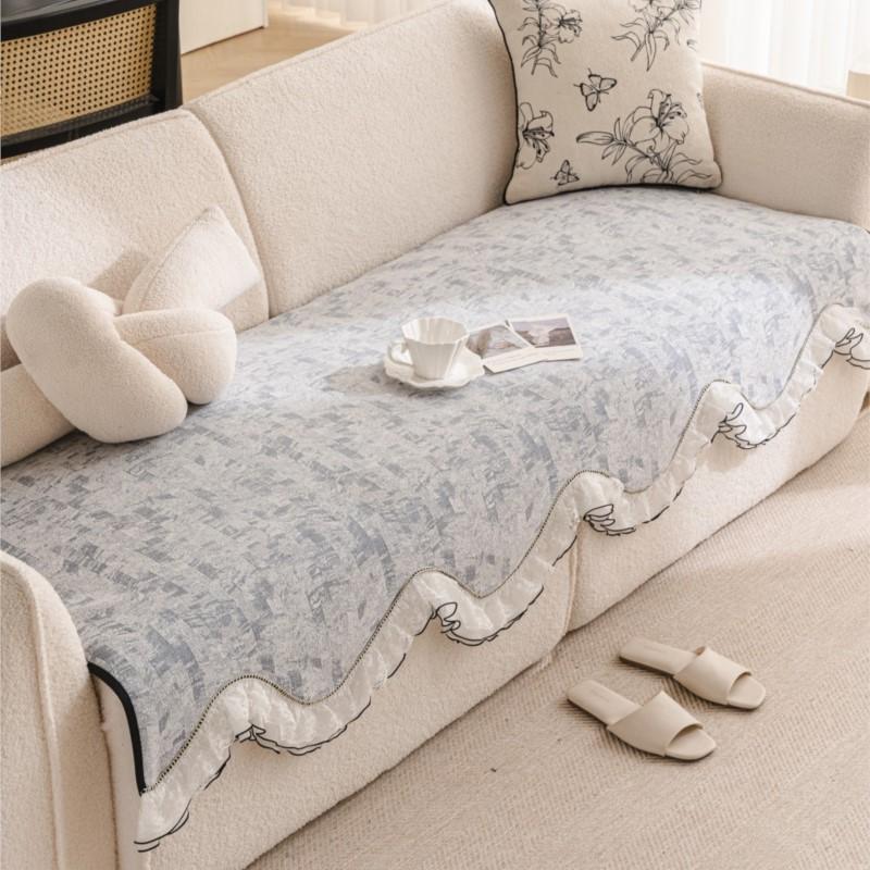 Vintage White Lace Elbow-rest Mats Chenille Loveseat Chair Pads Mid-Century Frech Aesthetic Anti-skid All-weather Plant Mattress Covers