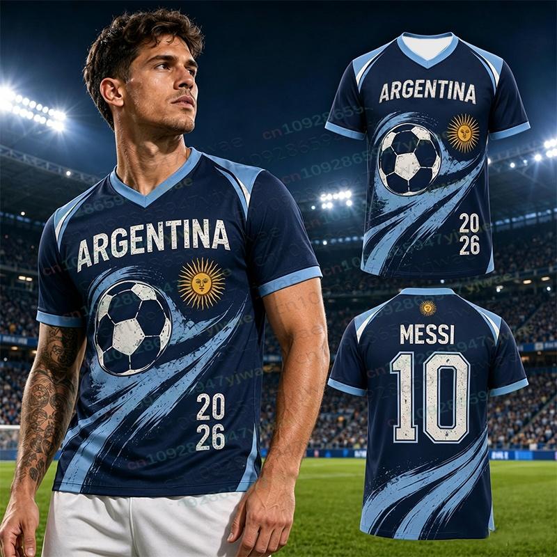 Summer Fashion GPT New Messi Graffiti Fan Sports T-shirt Daily Match Training Comfortable Parent-child Argentina Football Jersey