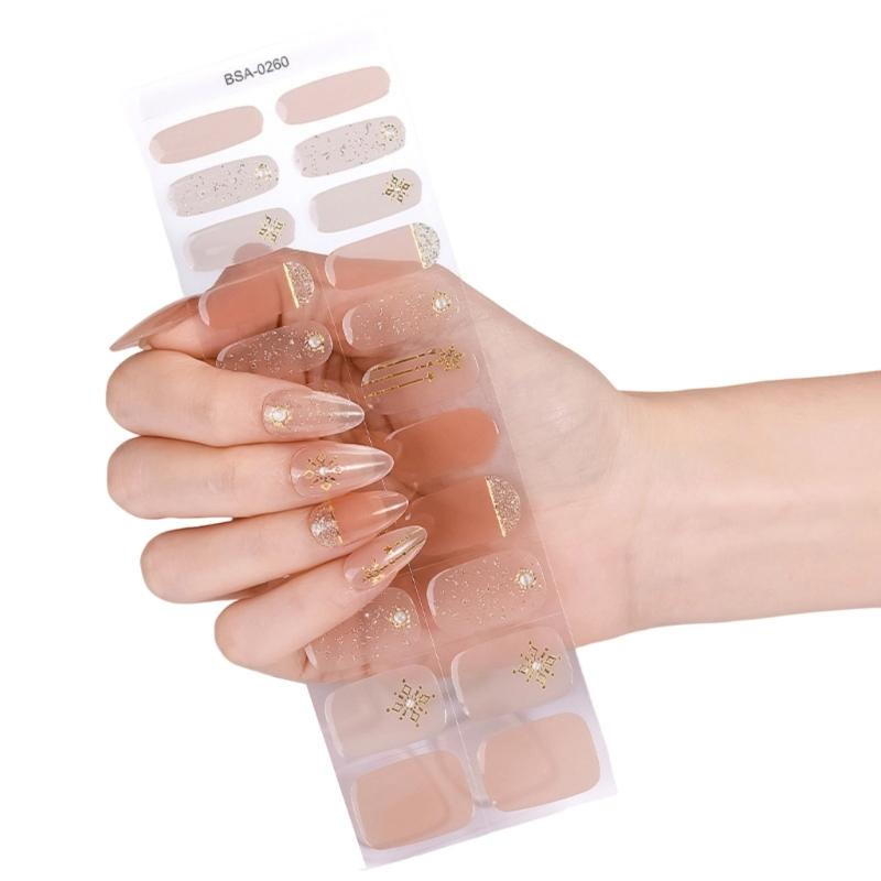 Quickly dry SelfAdhesive Nail Art Stickers Soft Waterproof Materials Gel Nail Strips For Daily Use And Special Occasions