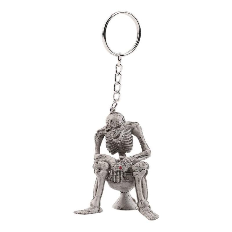 1/3/5Pcs Personalized Skeleton Sitting On Toilet Retro Car Key Pendant Punk Toilet Ghost Creative Keychain Spoof Gift Accessory