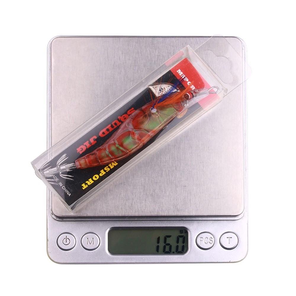 10cm 12g Fishing Lure Noctilucent 2.5# hook Noctilucent Squid Cuttlefish Jigs Artificial Wood Wood Shrimp Deep Sea Fishing