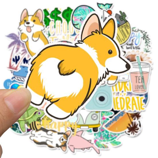 50Pcs Dog Whale Stickers Balloon Bus Scrapbook Luggage DIY Diary Decal