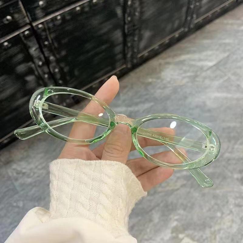 Y2K Vintage Retro Oval Frame Anti-Blue Ray Eyeglasses Sweet Cool Girls Black Eyeglasses Vintage Simple Women Eye Protection Spectacles UV400