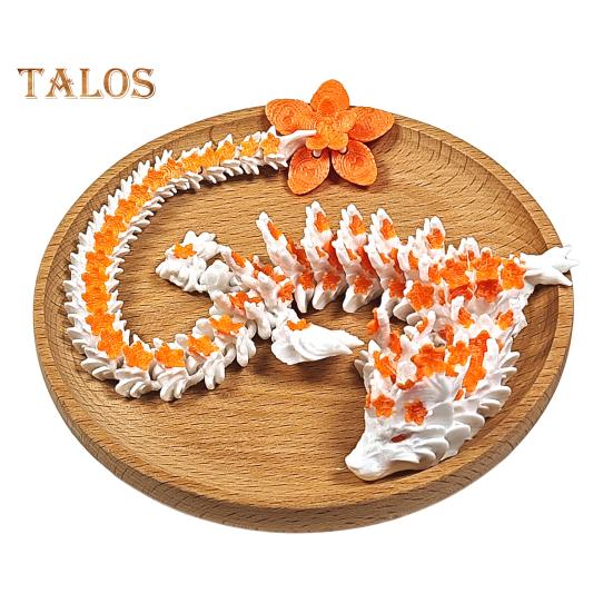 

3D-печатный дракон Сакура 10,8 дюймов, шарнирный дракон с подвижными суставами, вращающийся хвост вишневого цвета, гибкая игрушка-фиджет для декора стола