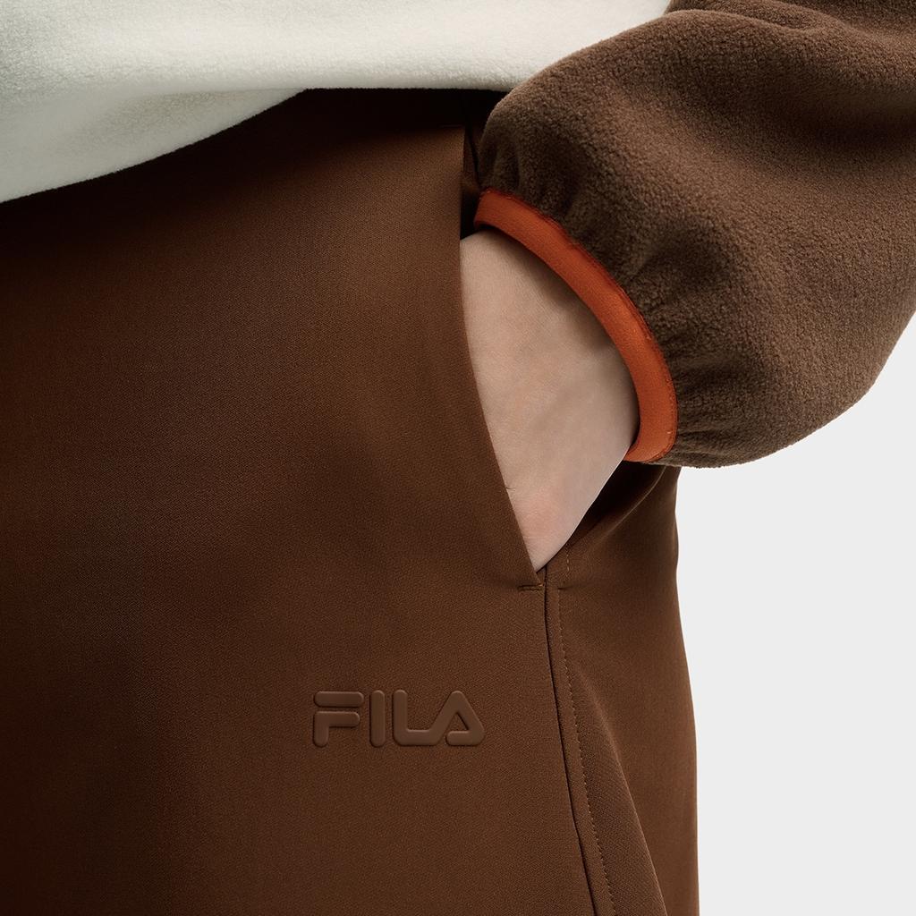Fila Original Fashion Classic Simple Solid Color Versatile Waterproof Loose Woven Casual Pants Women Pants Mulan-Brown F11W549801FBN