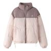 Down cotton jacket women's short 2025 autumn/winter Korean version of the bread jacket thickened loose color-blocking stand-up collar jacket