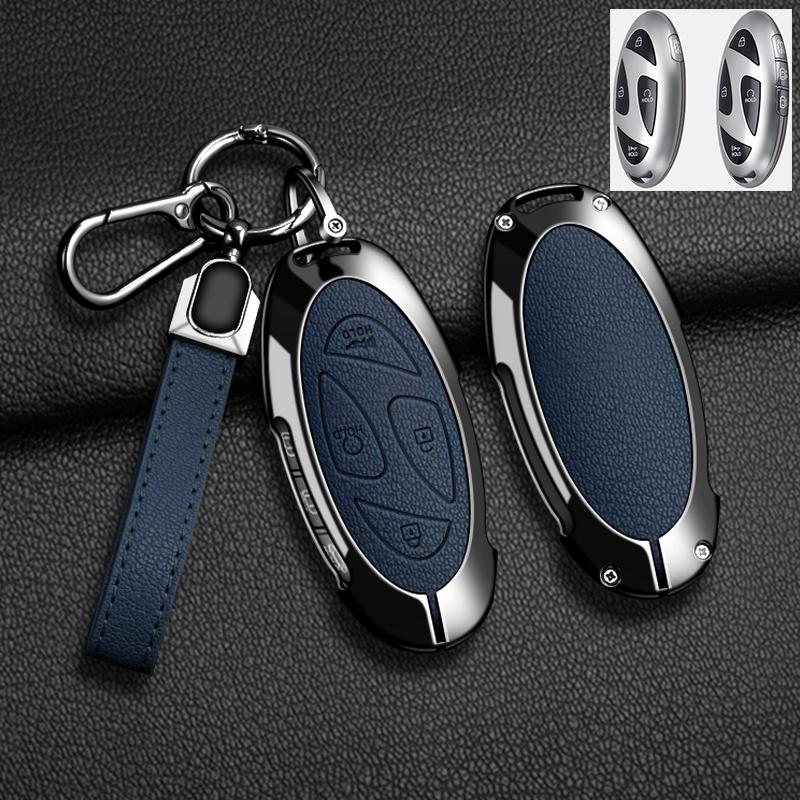 Interior Mouldings Alloy Leather Car Key Case Key Cover For Hyundai IONIQ 6 New Grand Prix GN7 For New Kona SX2 Car Protector Ke
