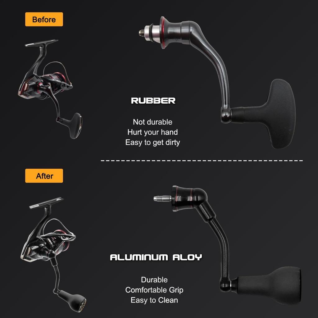 63mm Spinning Handle with TPE Gray Knob (27mm) Compatible with Shimano Stradic FL, FM, Stella, Vanford, Vanquish, and Naski