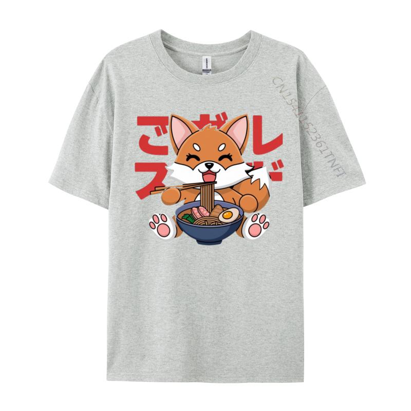 Kawaii Corgi Eating Raunisex Cute Japanese Anime Dog Lovers Rife Unisex Tees Pug Eating Raunisex T Shirts Premium Cotton Design T Shirt S