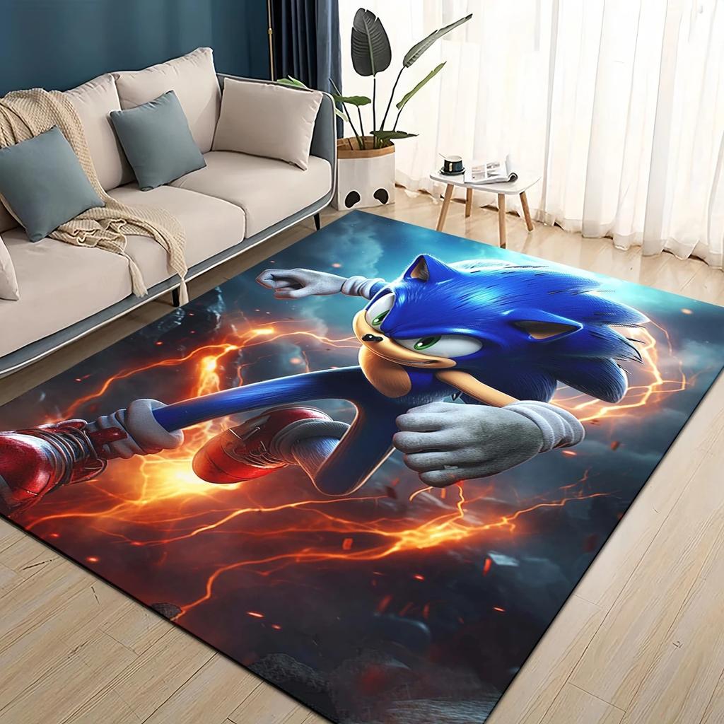 Cartoon 3D S-Sonics Retro Carpet Rug for Living Room Bedroom Home Sofa Decoration,Kids Play Non-slip Floor Mat