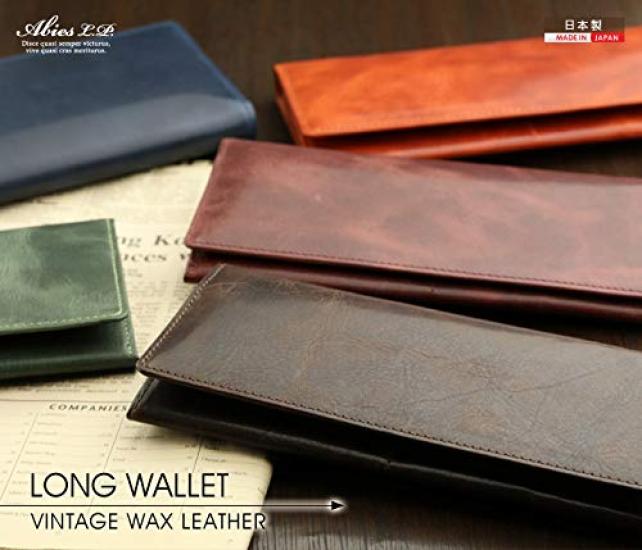 ABIES Vintage Wax Leather Long Wallet (Black) Made in Japan