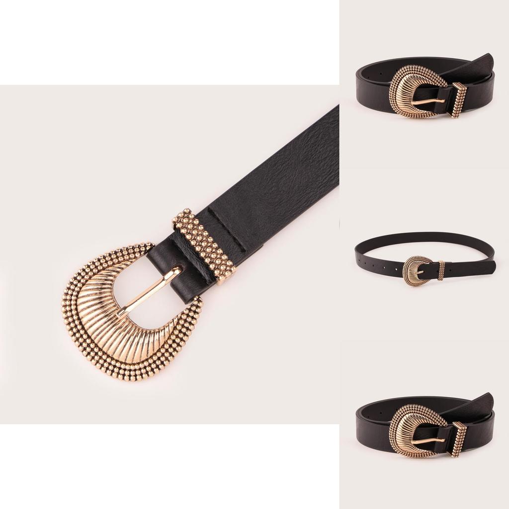 Stylish Womens Faux Leather Belt With Shell Pattern And Metal Pin Closure For Office