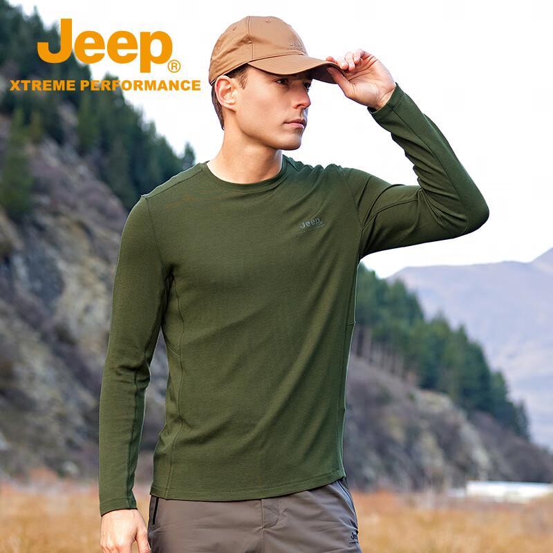Jeep Men's Outdoor Warm Breathable Long-Sleeve T-Shirt