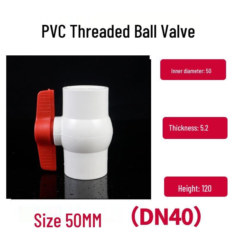 PVC Ball Valve with Threaded Inner Teeth for Water Supply (Sizes: 20, 25, 32, 40, 50, 63, 75, 90, 110)