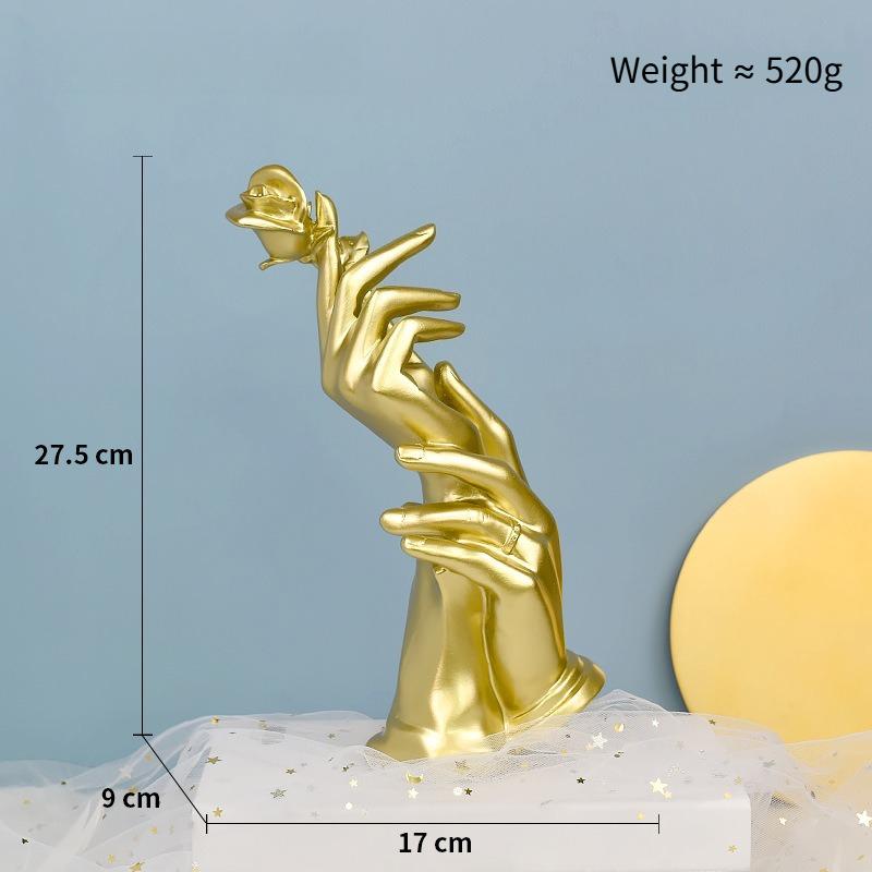 Коллекционная скульптура Нордическая роскошь Ручная работа Роза Смола Ремесло Украшение Телевизионный шкаф Столовая Винный шкаф Декор золотой