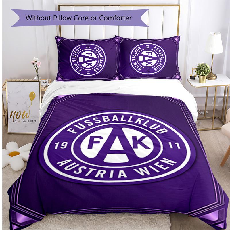 Austria Wien FC Bedrucktes 3-teiliges Bettwäsche-Set Atmungsaktiver Bettbezug mit Kissenbezügen Dekorative Bettwäsche für Schlafzimmer Zuhause