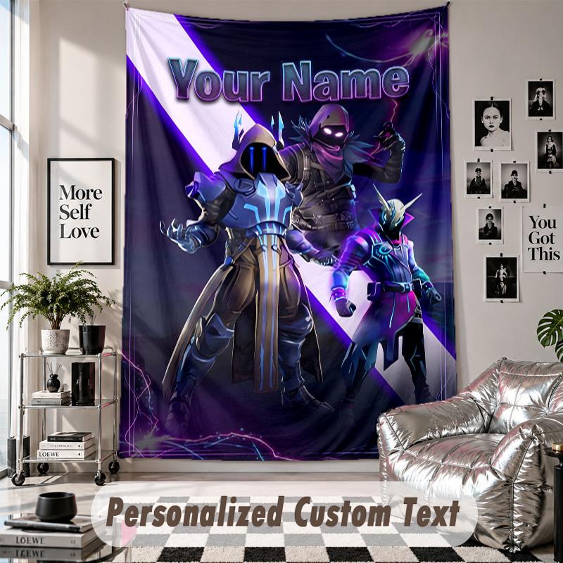 Wall Hanging Tapestry With Custom Name & Text, Fortnite Decorative Tapestry For Bedroom