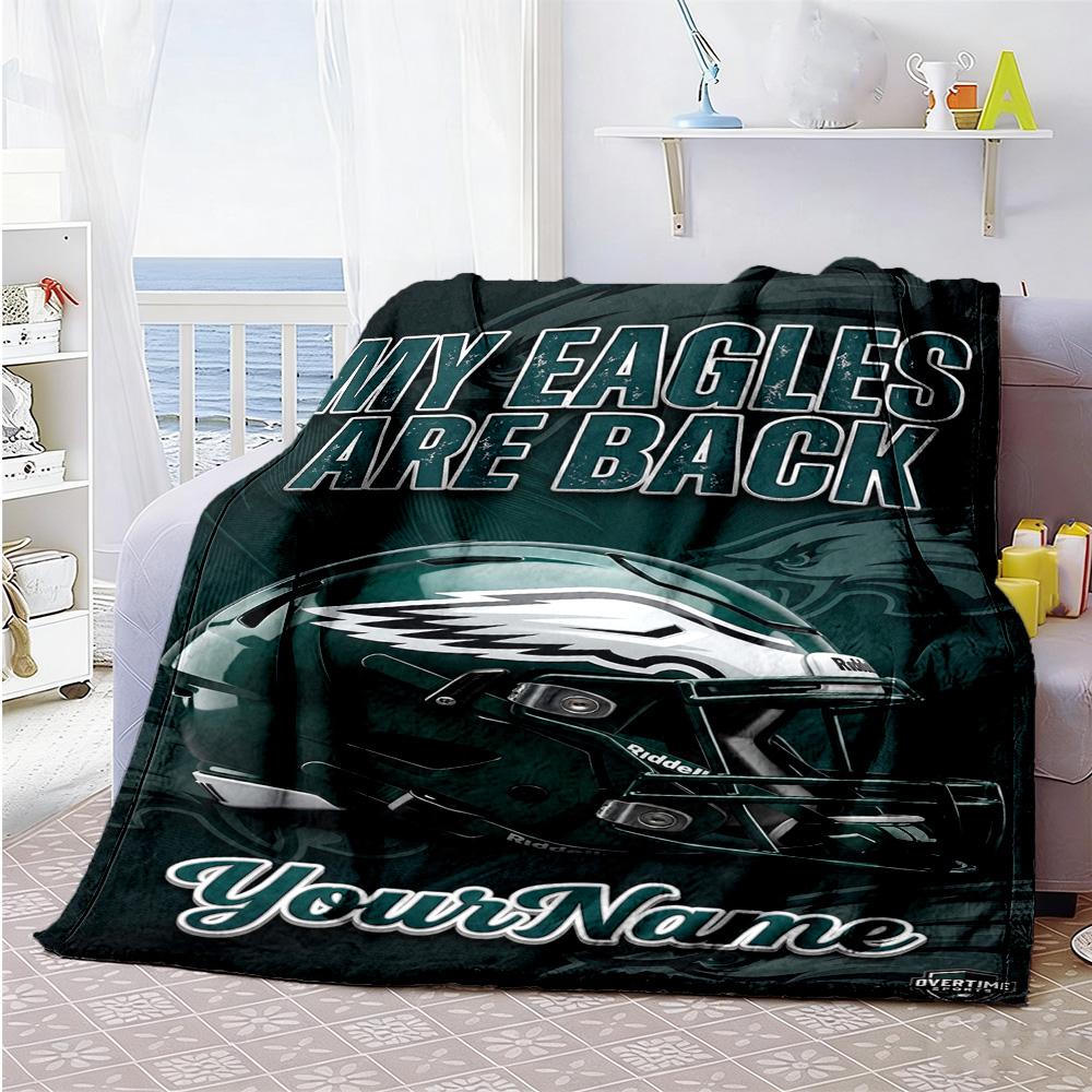 Philadelphia Eagles Personalized Text Blanket Cozy Personalized Blanket Comfortable Throw For Livingroom Office Sofa Living Room Ideal For All Seasons