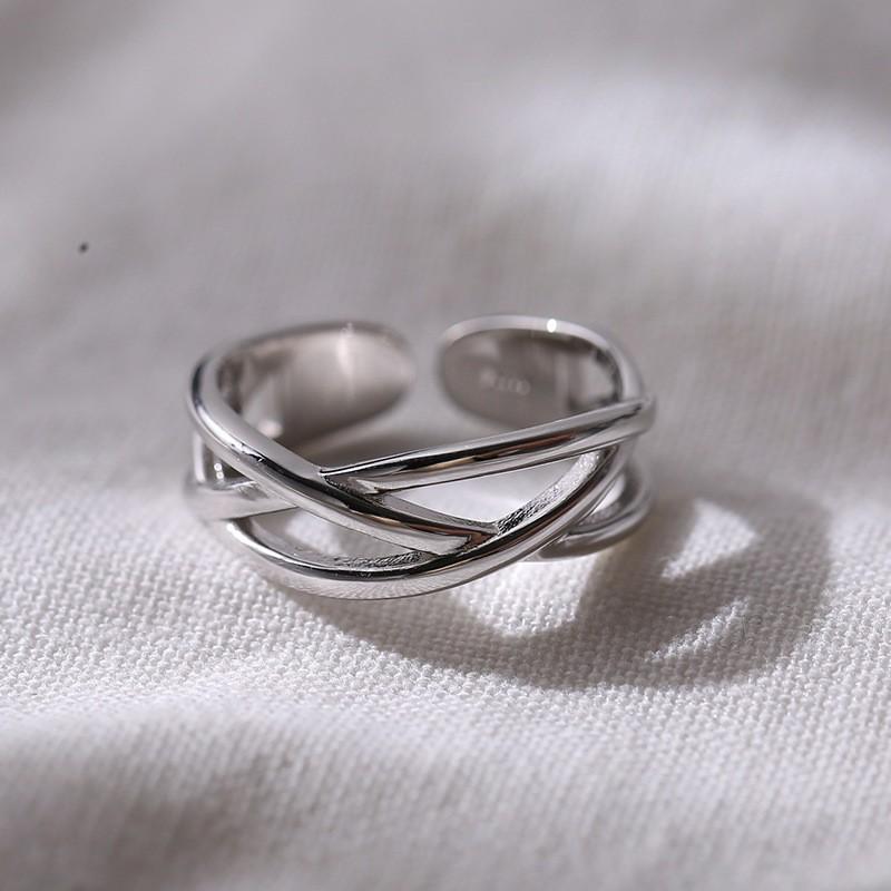 Adjustable Open Ring Set Couples Geometric Asymmetrical Design Plated Vintage Style Romantic Gift Him Her