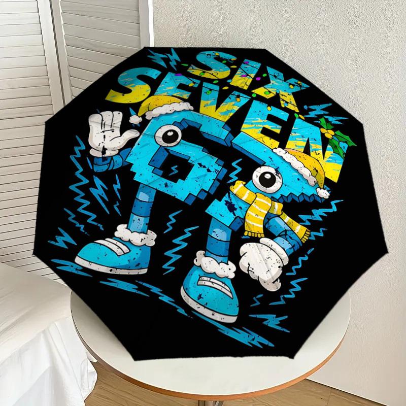 1PC Six Seven Umbrella-8-Rib Reinforced, Automatic Open, Lightweight & Durable, Fashion Accessory for Outdoor-D315