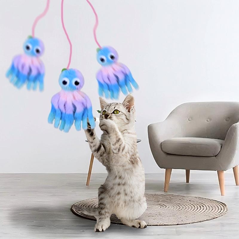 Lovely Suspended Kitten Toy With Chirping Mechanism Soft Fabric Tentacles Design Kitten Entertainment
