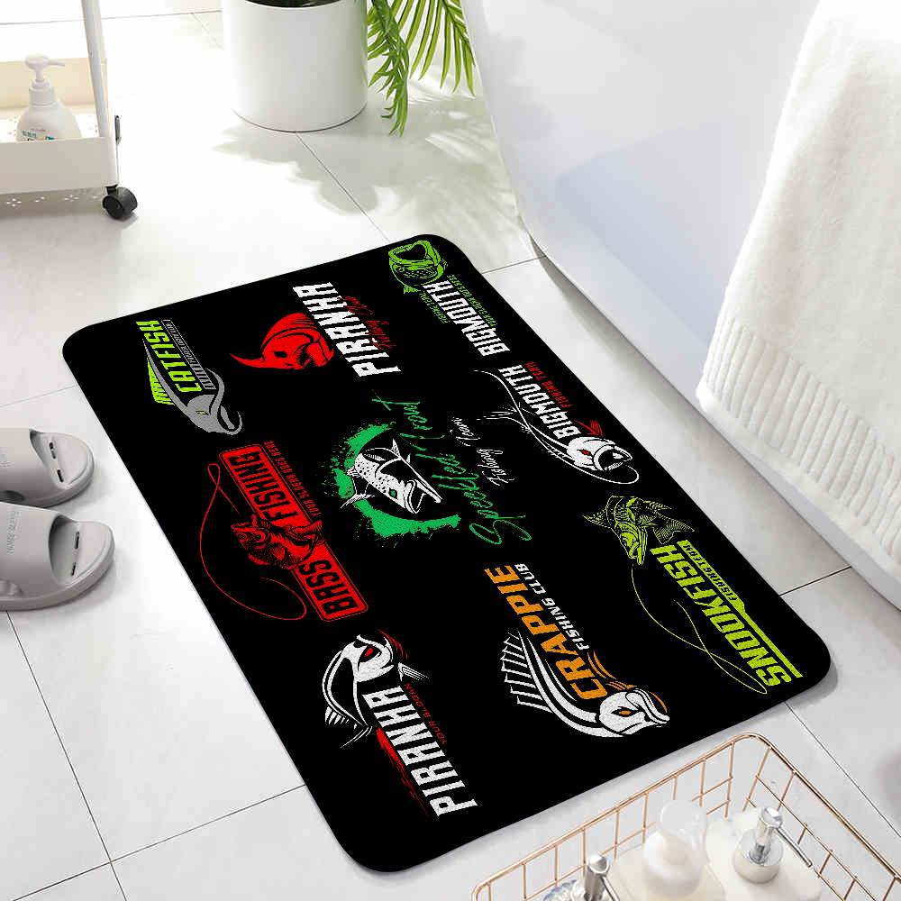 Bass Fishing Floor Mats Home Laundry Rug Carpet For Living Room Decor Lounge Area Anti-slip Foot Mat Entrance Doormat