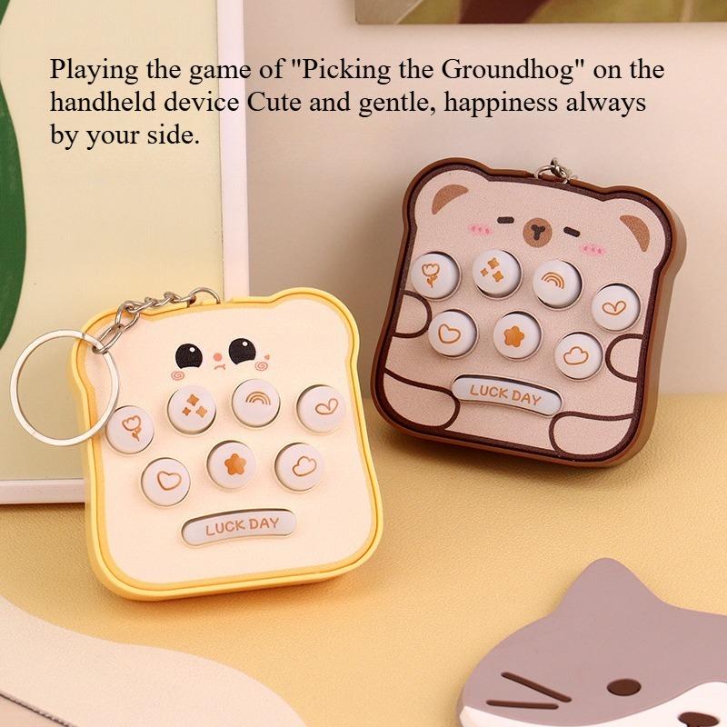 1PC handheld palm cartoon bread whack-a-mole game console electronic luminous toy small pendant keychain