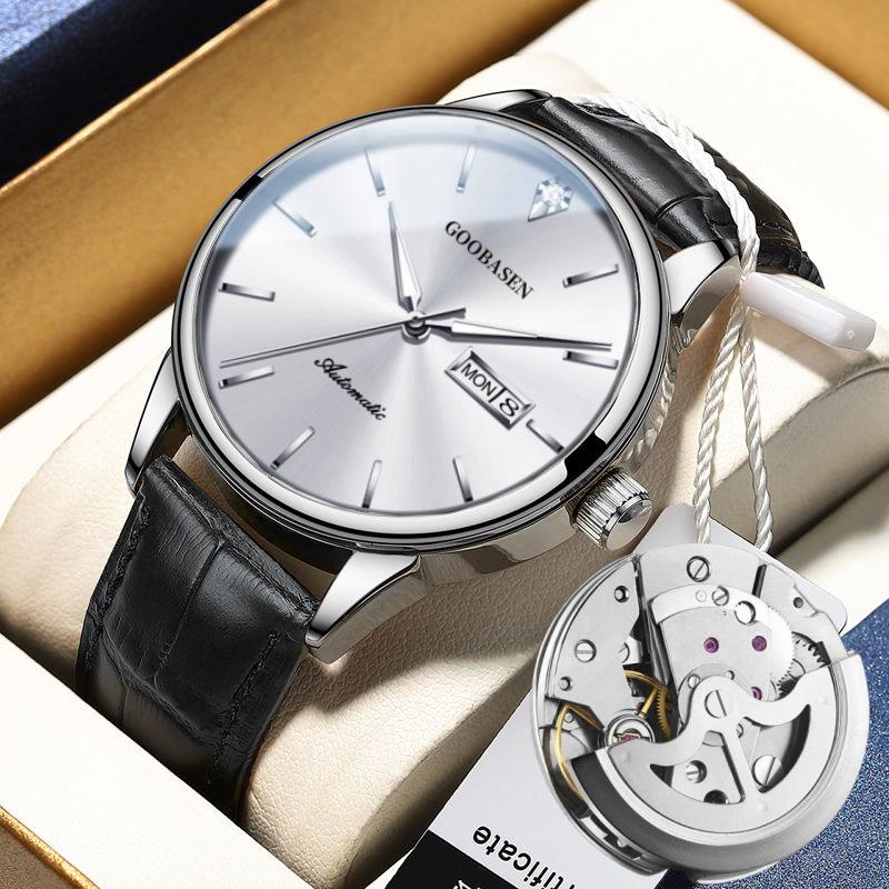 Montre Mécanique Lumineuse Entièrement Automatique pour Homme - Étanche, Tendance, Design Squelette avec Double Calendrier.