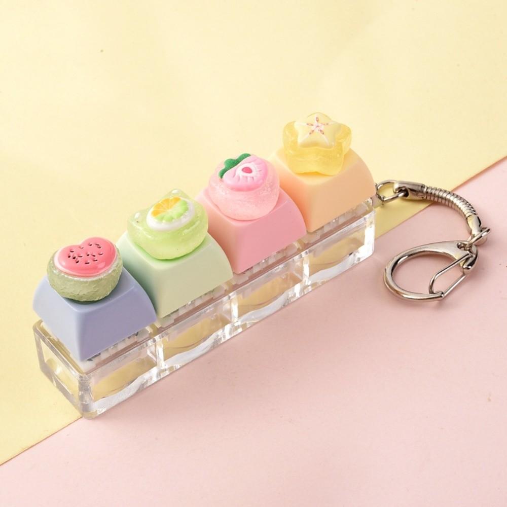 4-Key Reduce Pressure Toy Fruit Mini Keychain Pendant Push Button Keychain Reduce Anxiety