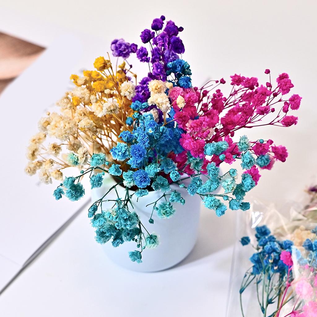 Bukiet z suszonego gipsówki i hortensji zatopionych w żywicy, wieczna dekoracja kwiatowa do domu, prezent ślubny