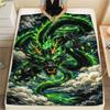 Green Dragon Clouds Blanket Camping Trip Soft And Comfortable Sheet Bedroom Machine Washable