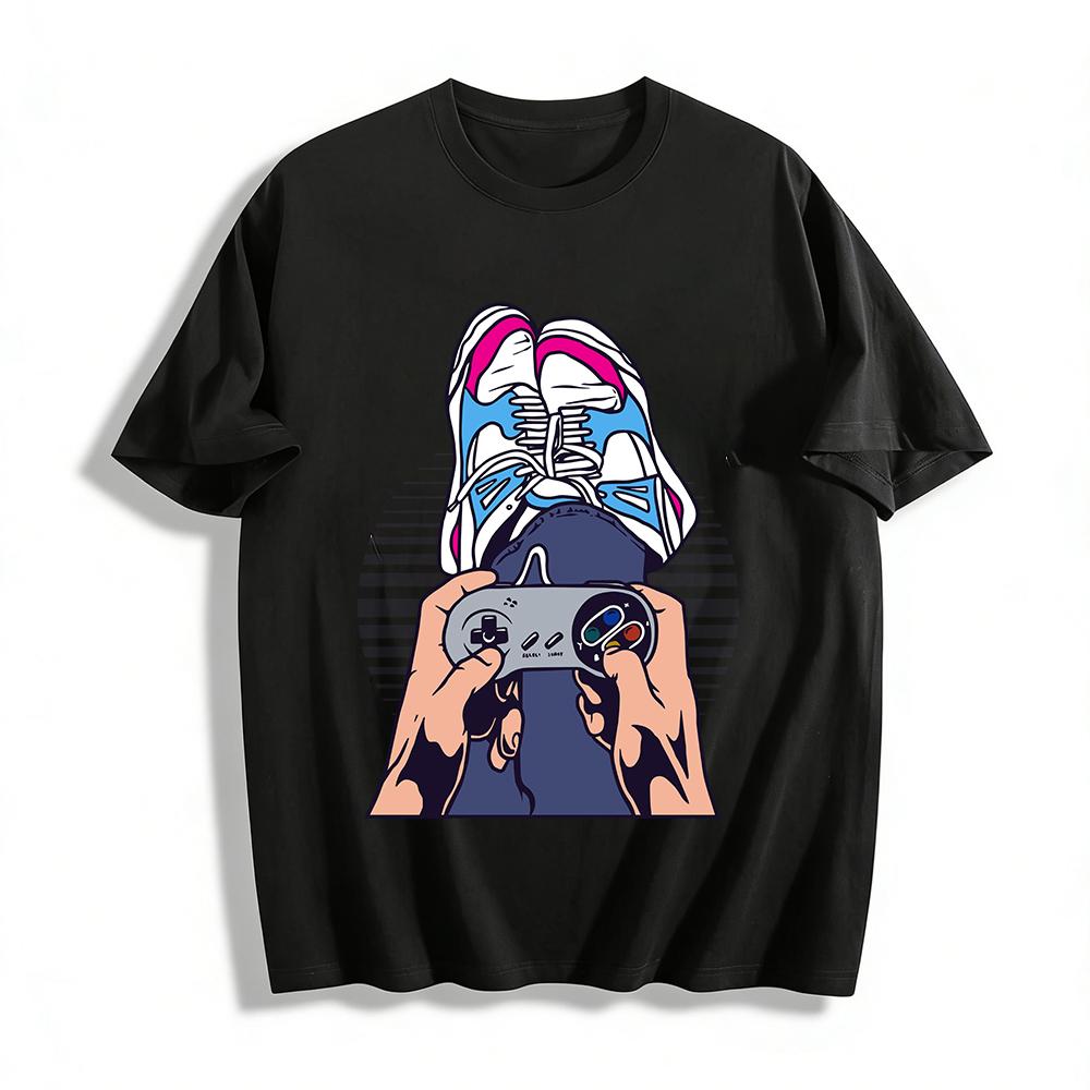 

Vintage Game Controller Print Casual Homewear T-Shirt Pure cotton T-shirt XXS
