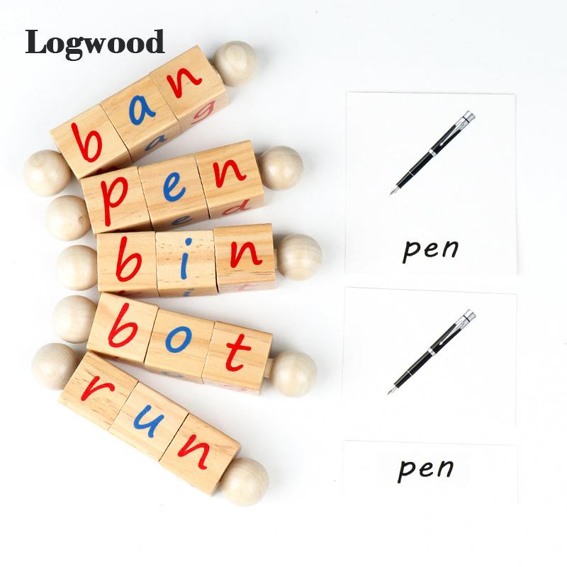 Children's Cube Building Block Wooden Toy Numbers Alphabet Rubik's Cube Learning Cognitive Game Cards English Spelling Words