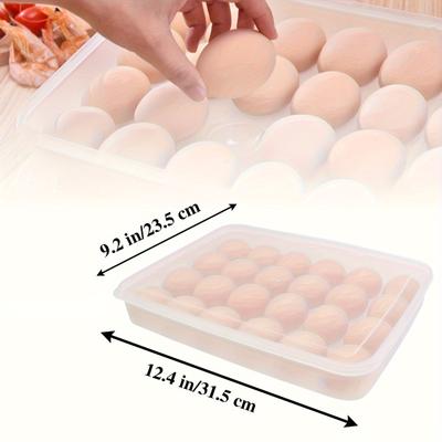 1PC 24 Griglie Porta Uova per Frigorifero, Vassoio per Uova alla Diavola con Coperchio, Contenitori Trasparenti Impilabili in Plastica per la Conservazione delle Uova per la Cucina