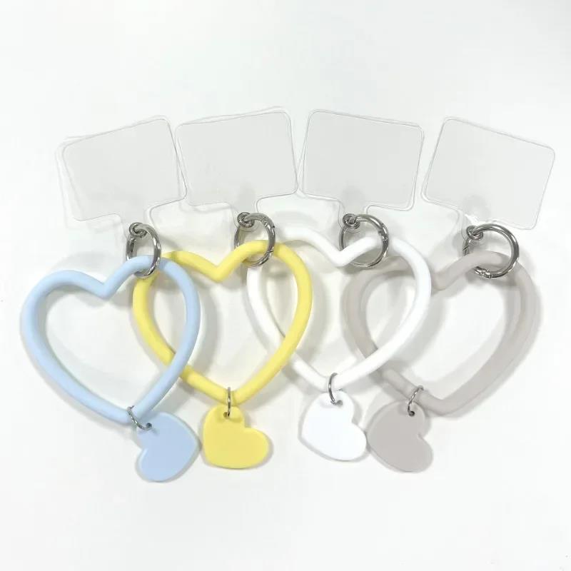 1Pc Silicone Heart Loop Cell Phone Hand DYM Wrist Strap With Key Chain Holder - Universal Mobile Straps For All Smartphones
